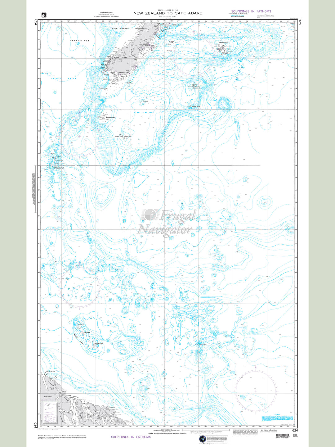 Official NGA nautical chart 624 – New Zealand to Cape Adare.