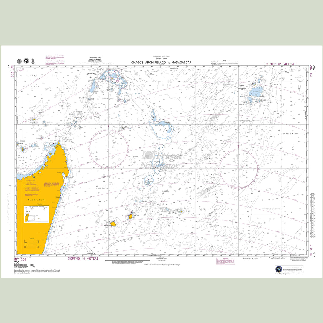 Official NGA nautical chart 702 – Chagos Archipelago to Madagascar.