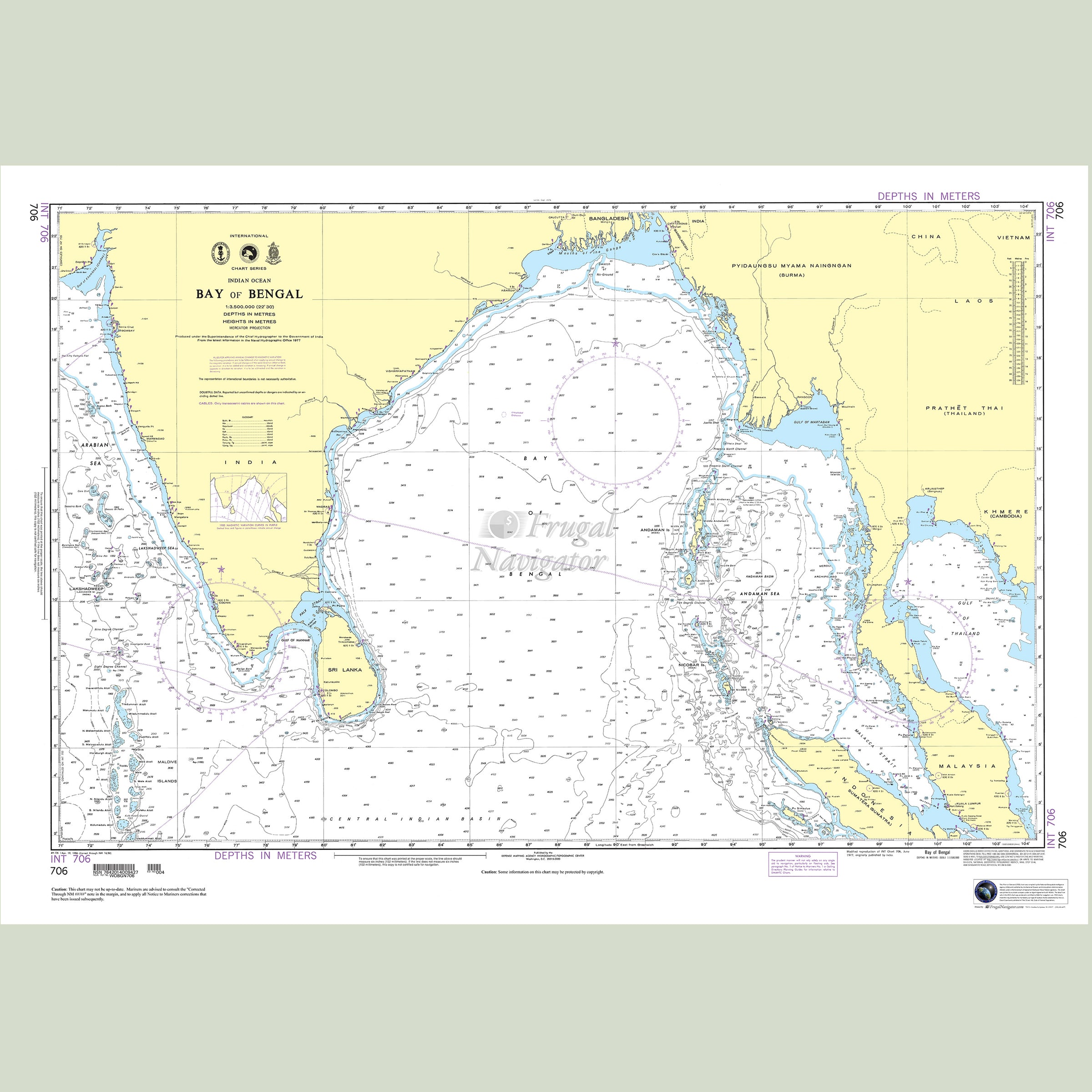 Official NGA nautical chart 706 – Bay of Bengal.