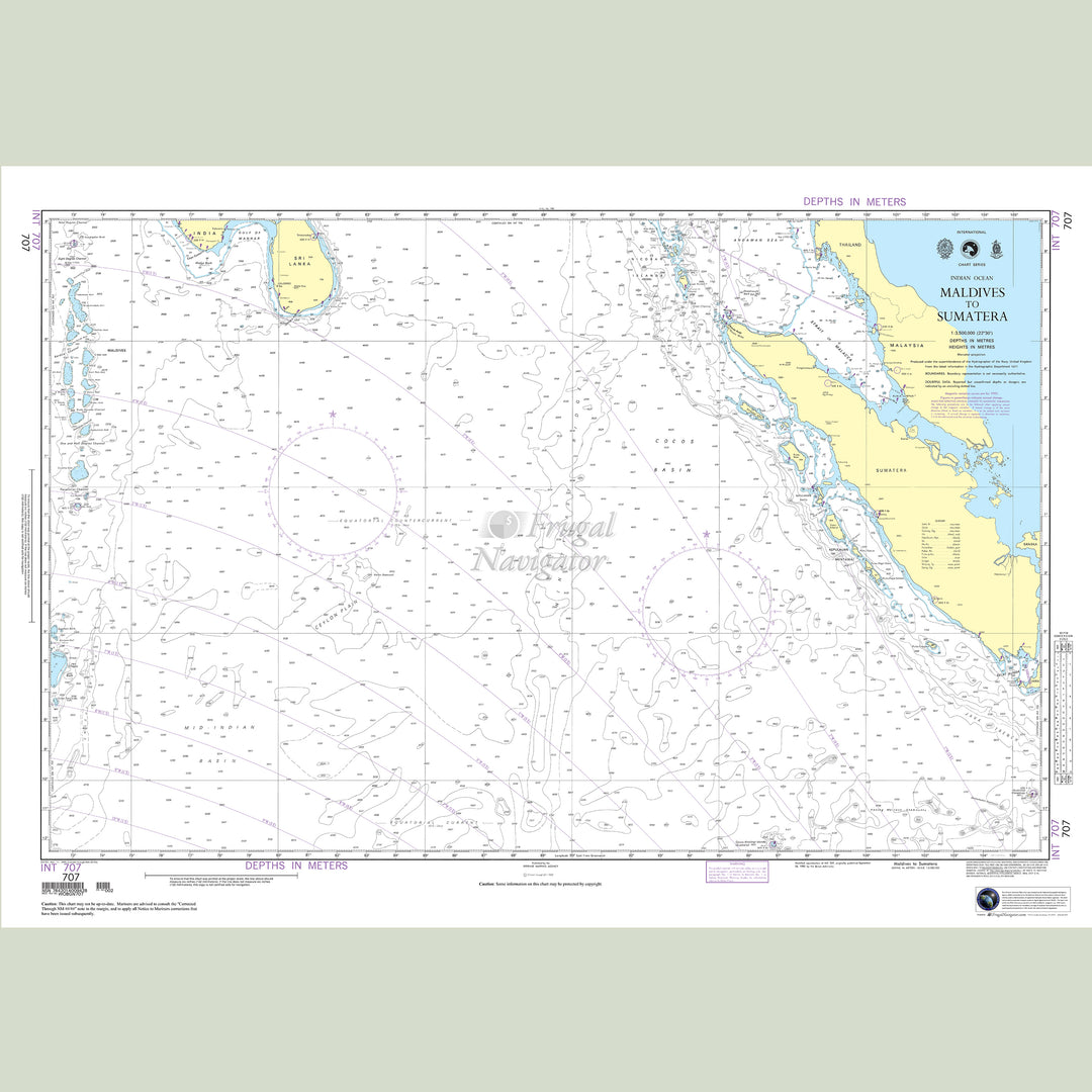 Official NGA nautical chart 707 – Maldives to Sumatra.