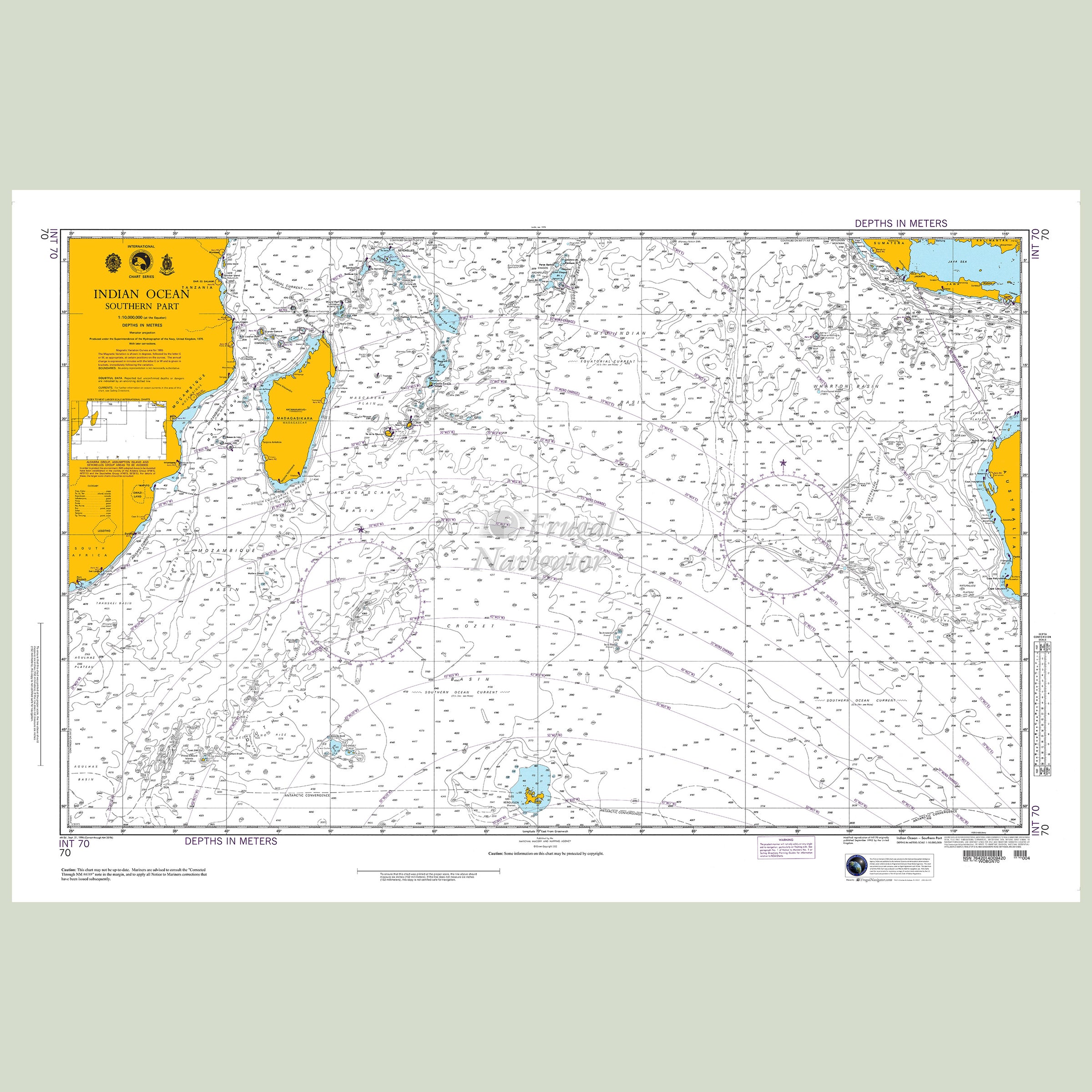 Official NGA nautical chart 70 – Indian Ocean - Southern Part.