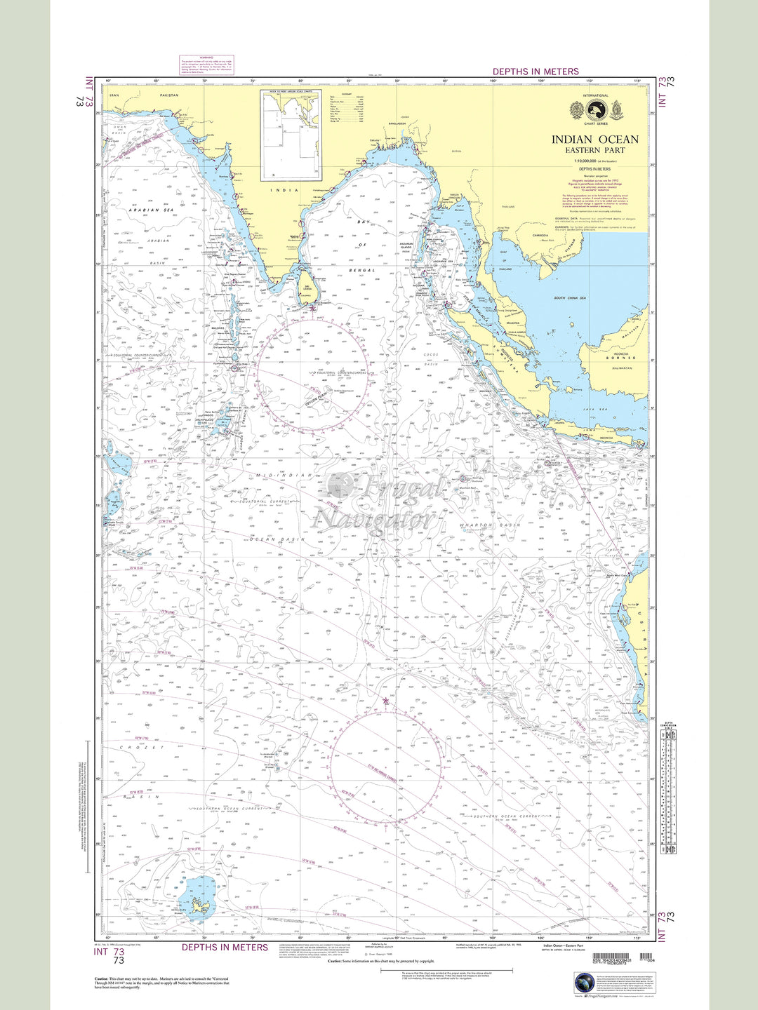 Official NGA nautical chart 73 – Indian Ocean - Eastern  Part.