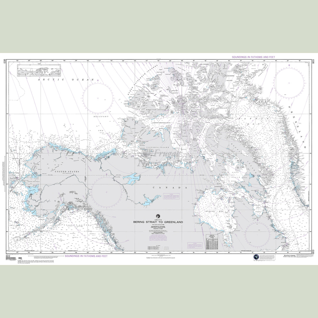 Official NGA nautical chart 803 – Arctic Ocean - Bering Strait to Greenland.