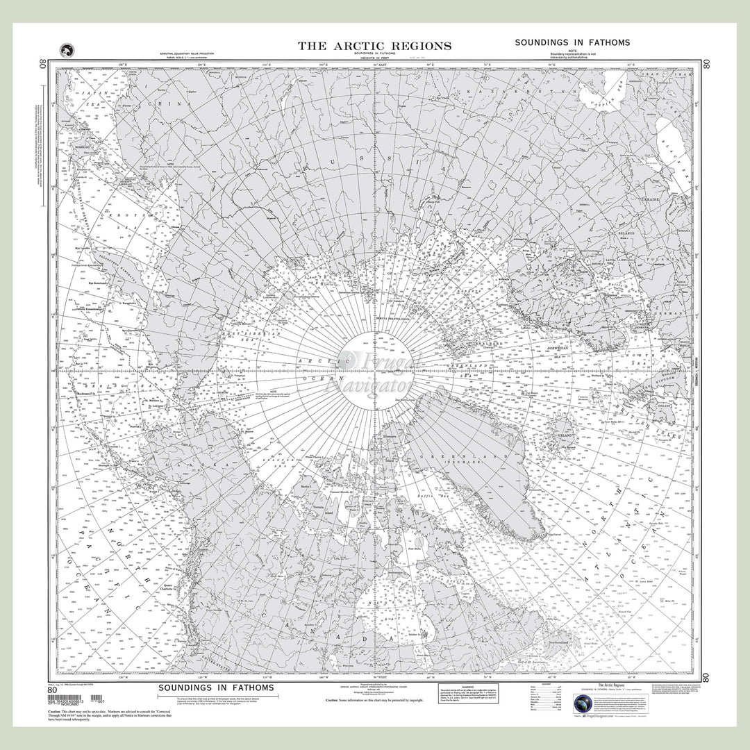 Official NGA nautical chart 80 – The Arctic Regions.