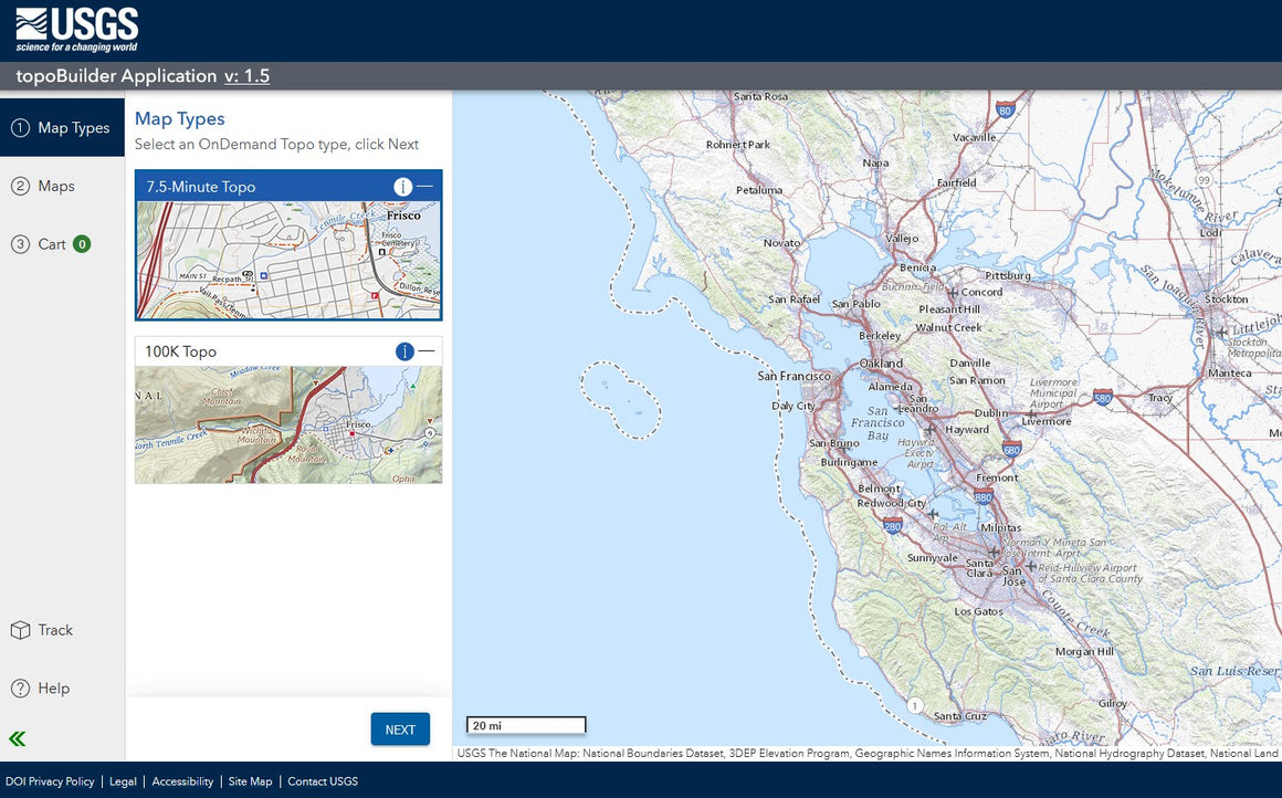 USGS Topo Builder Home Screen