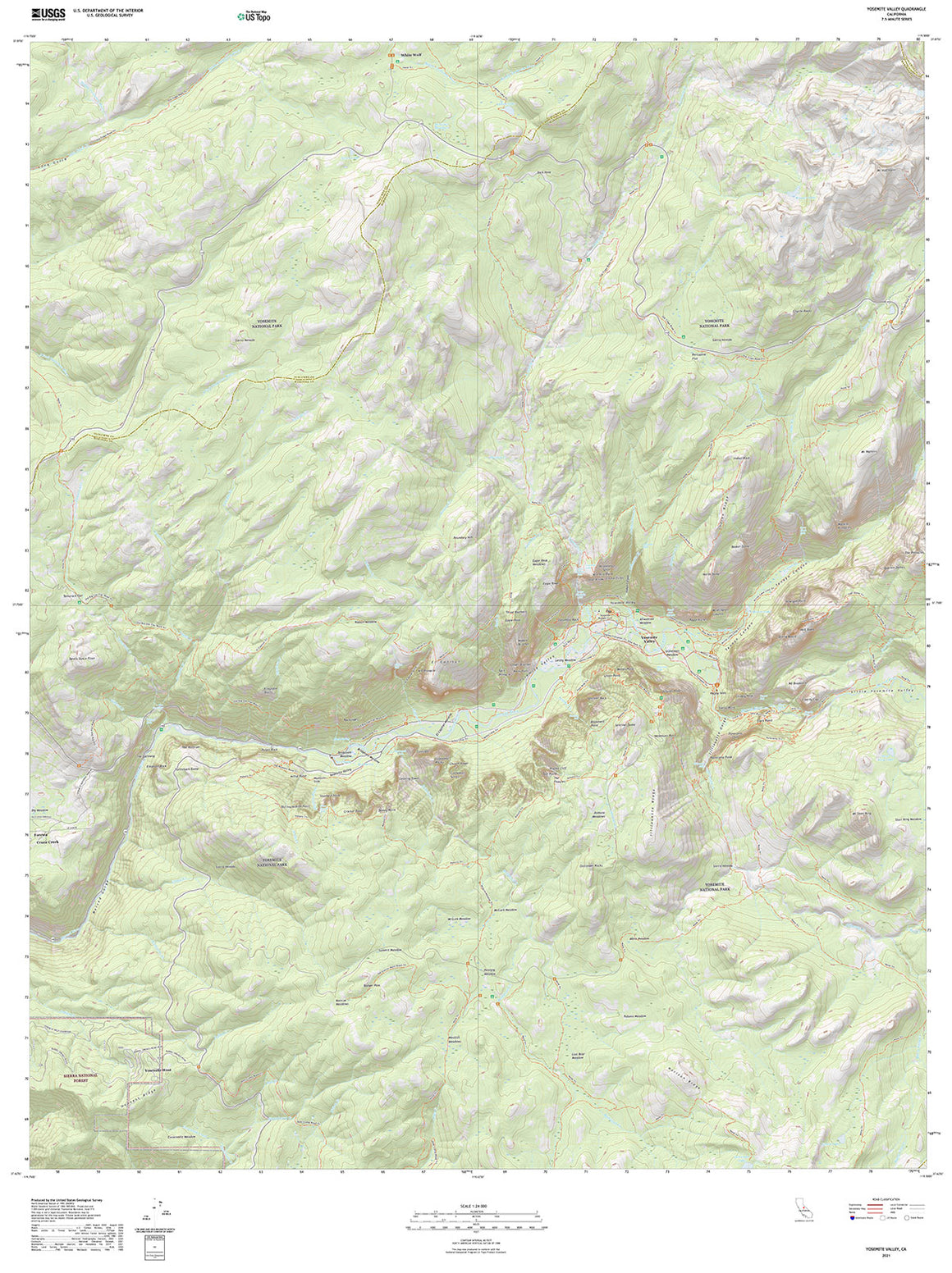 Yosemite Valley Wall Map